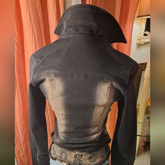 By deep Los Angeles Stylish Black Jean Jacket. Size Small - Picture 2 of 14